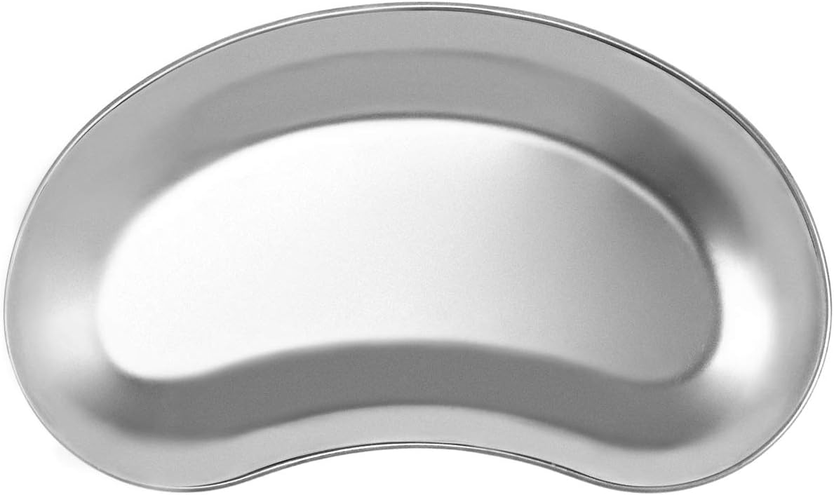 QWORK 2Pcs 7" Stainless Steel Kidney-Shaped Utility Tray, Reusable Metal Organizer for Supplies/Tools