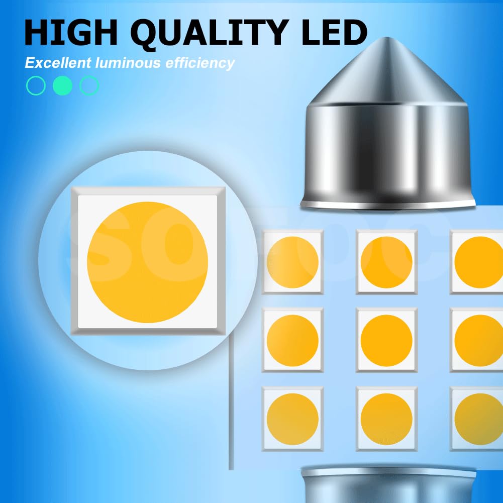 SOFOC LED Festoon Bulb 31MM Warm White 12V AC/DC per luce interna auto, plafoniera, luce di cortesia, lampada mappa, luce targa 10Pcs