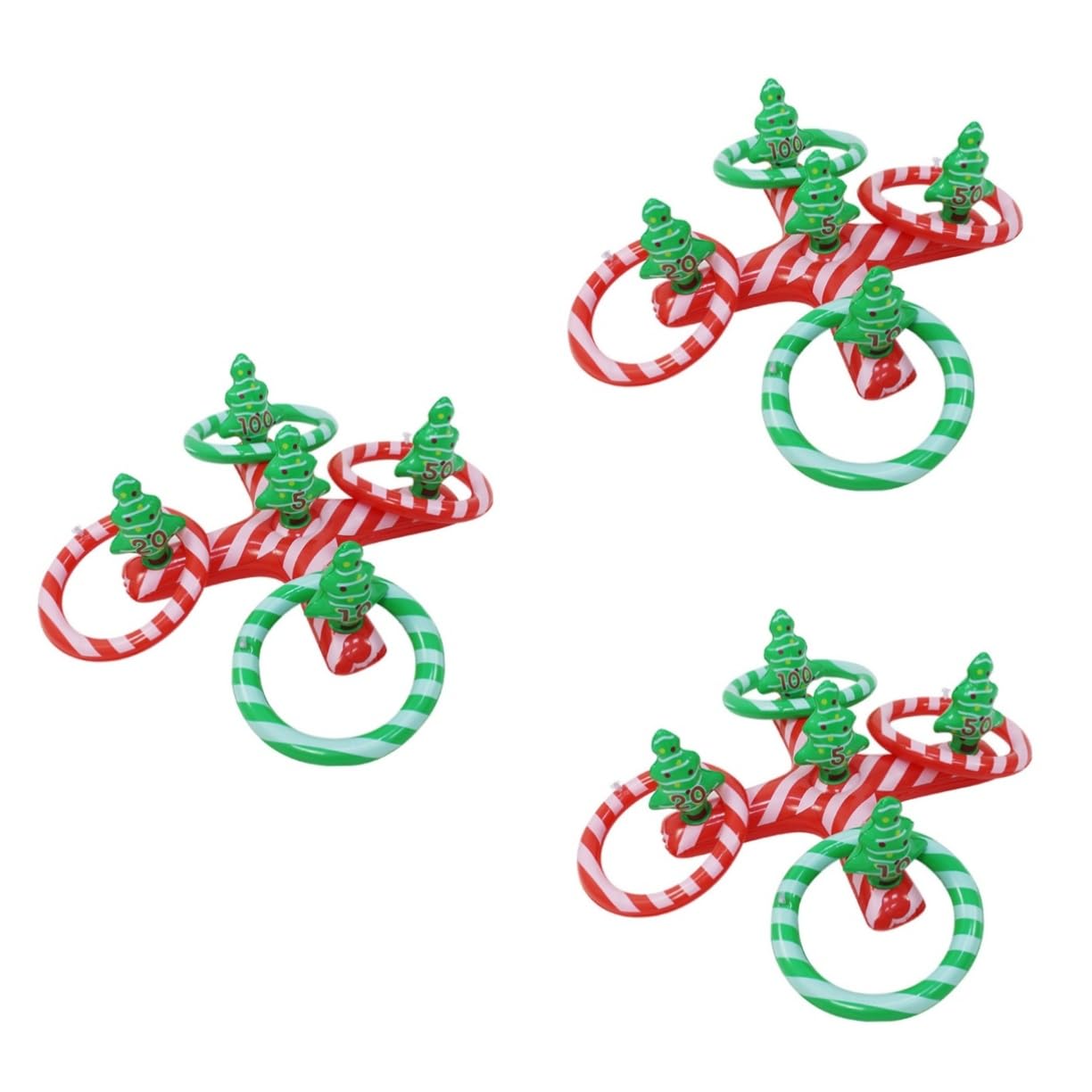 HEMOTON 15 Stück Aufblasbares Weihnachtsbaum Ringwurfspiel Teilig Buntes Wurfspiel für Weihnachtsfeiern Lernspiel Partyaktivität Langlebiges Material