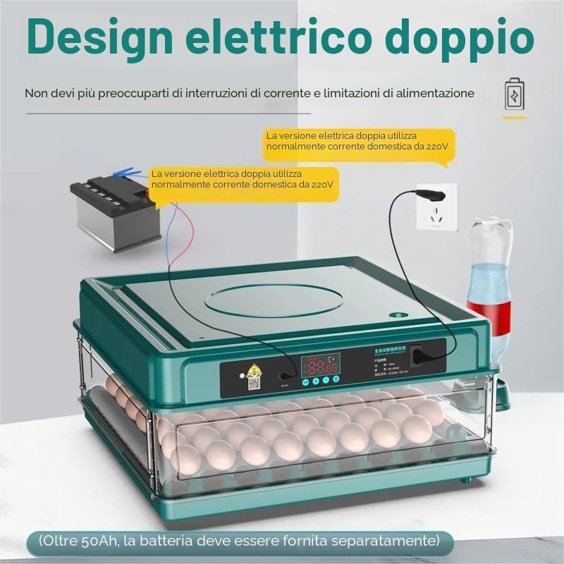 Incubatrice Professionale a LED Per Uova Con Sistema Di Ribaltamento Automatico E Controllo Della Temperatura - 9/15 (9 Pezzi