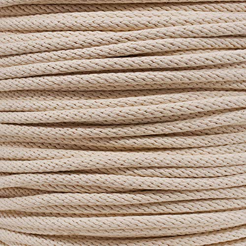 West Coast Paracord Solid Braid Cotton Sash Cord - 3/8 Inch x 25 Feet, Natural Color - Multipurpose Clothesline
