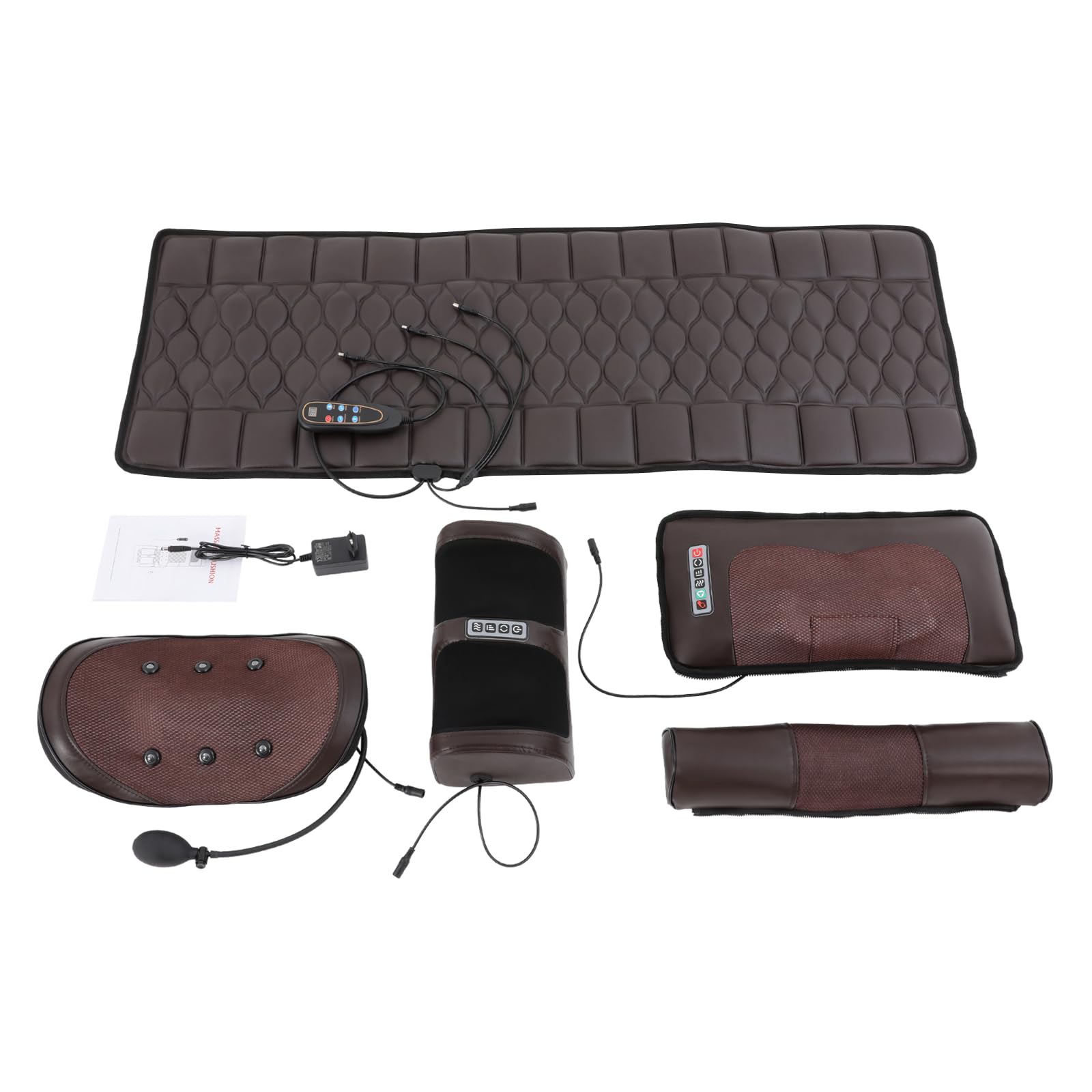 Masajeador de cuerpo entero, asiento de masaje multifuncional, estiramiento corporal 3D y tracción lumbar con reposacabezas de masaje cervical extraíble, airbag lumbar y masajeadores de