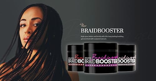 Miniatura 4 de Style Factor BraidBOOSTER Gel trenzado de larga duración con extracto de algas marinas, para trenzas y giros, fórmula gruesa de 7.25 onzas (rosa