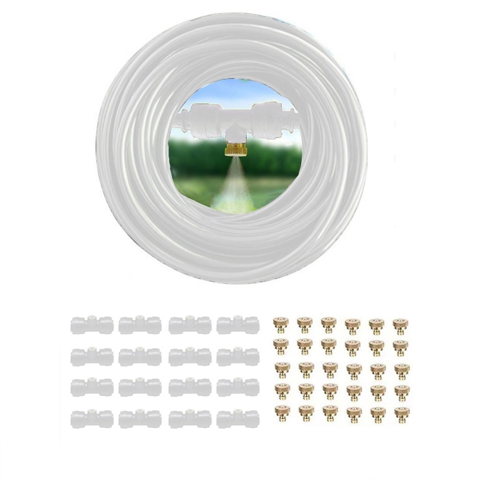 Sistema di raffreddamento a nebulizzazione con ugelli nebulizzatori in ottone, nebulizzatori per esterni, kit di nebulizzazione a goccia micro, kit di irrigazione a goccia micro per patio, giardino,
