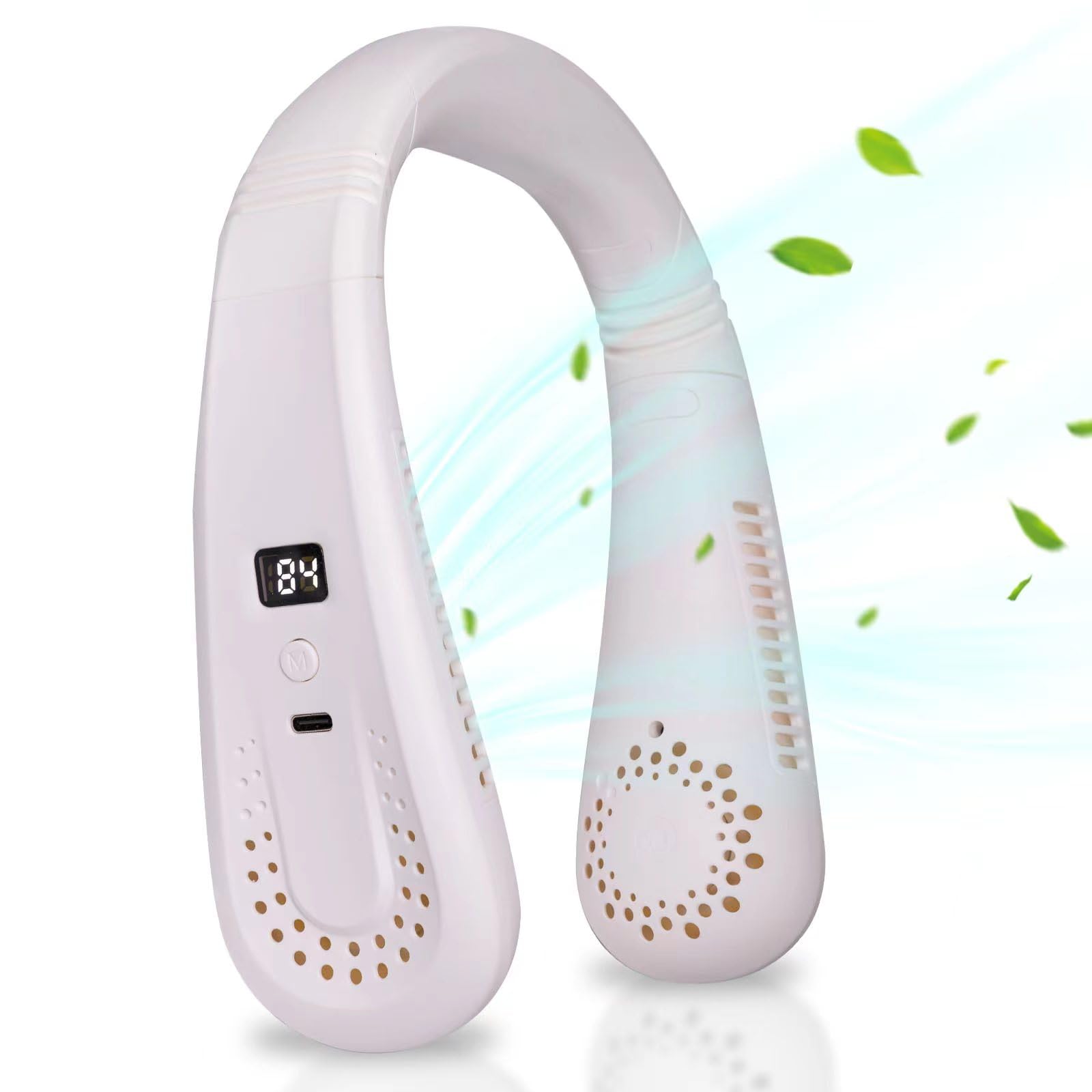 Neck Fan,Personal Cooling Portable Neck Fans - USB Rechargeable,360 Free Rotation & Lower Noise Bladeless Battery Operated Design Small Neck Air Conditioner Portable Fan for Travel Outdoor (White3)