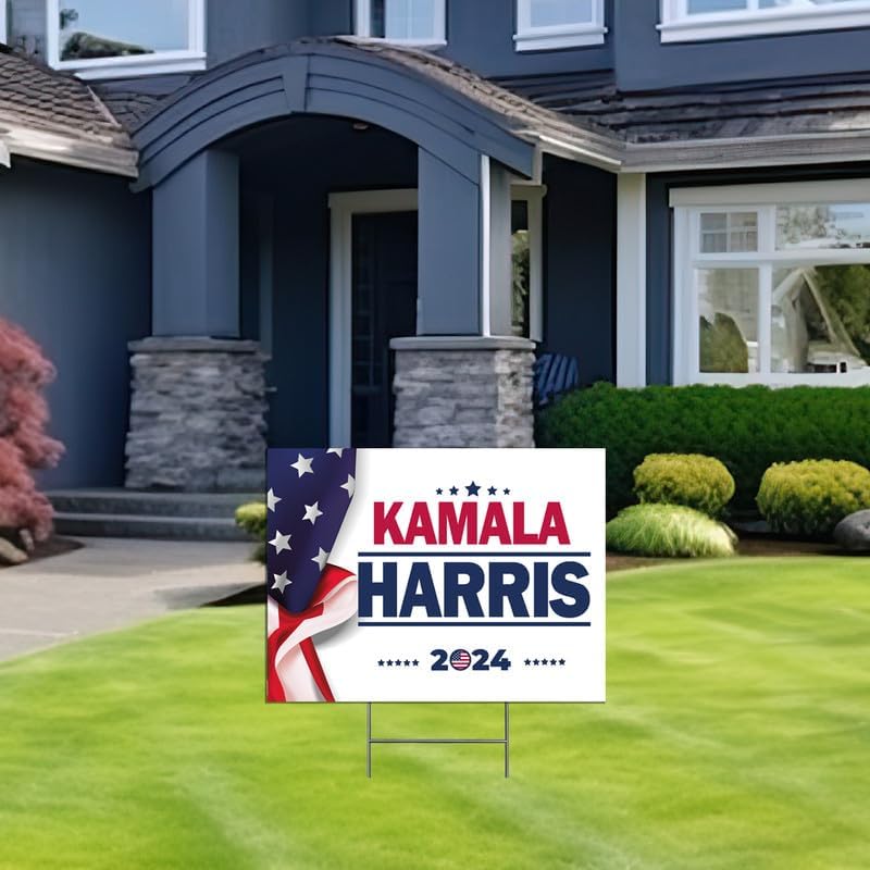 Kamala Harris For 2024 President Yard Sign | Road Sign | Lawn Sign | Corrugated Plastic | WaterProof | Includes H Stake 18" x 24" 1-Pack - 2 Sides