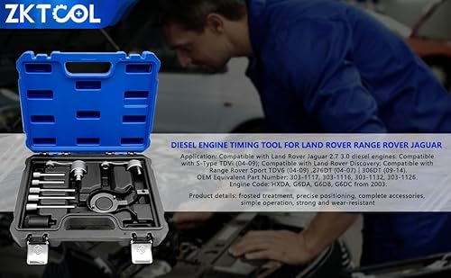 ZKTOOL Werkzeug zum Nockenwellen Verriegelung, Kompatibel mit Land Rover Range Rover Jaguar 2.7 3.0 5.0 V6 306DT Dieselmotor, Steuerkettenwerkzeug, 303-1117, 303-1116, 303-1132, 303-1126