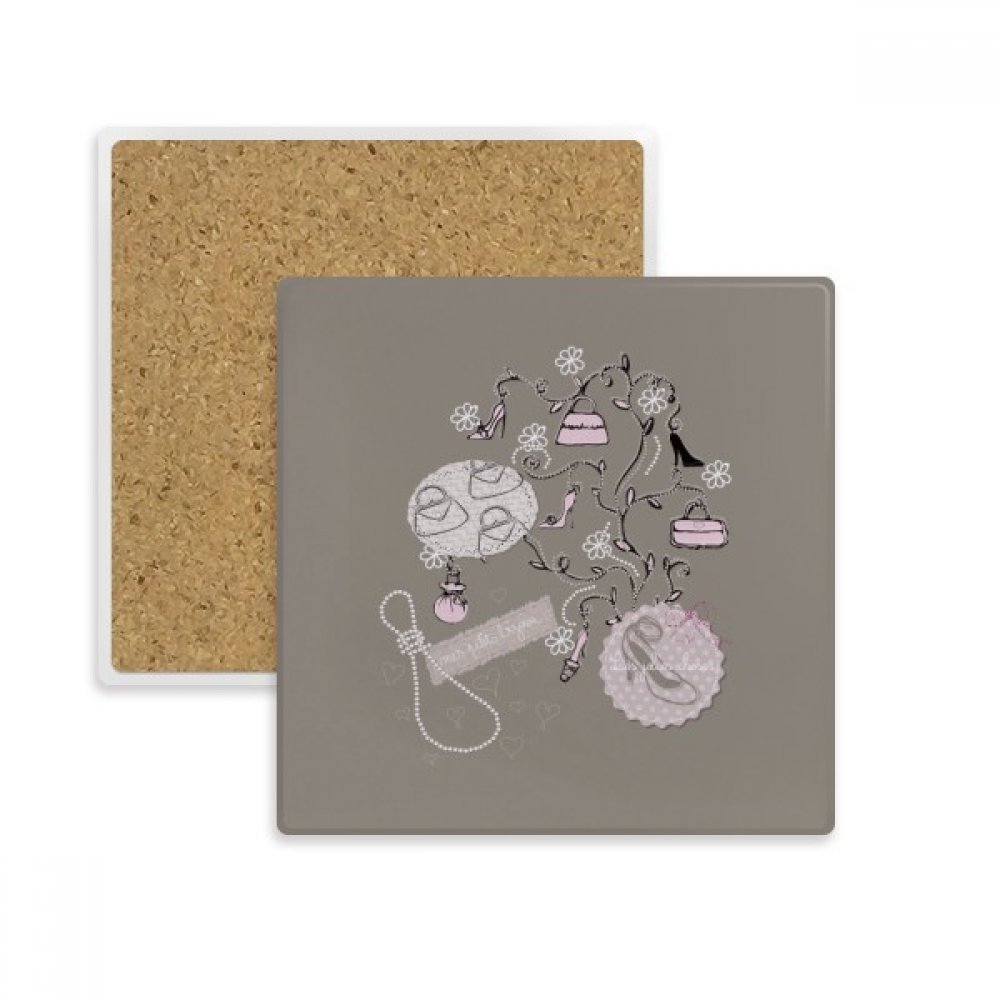 Coaster dessous de verre en pierre motif fleur et talons hauts pour tasse