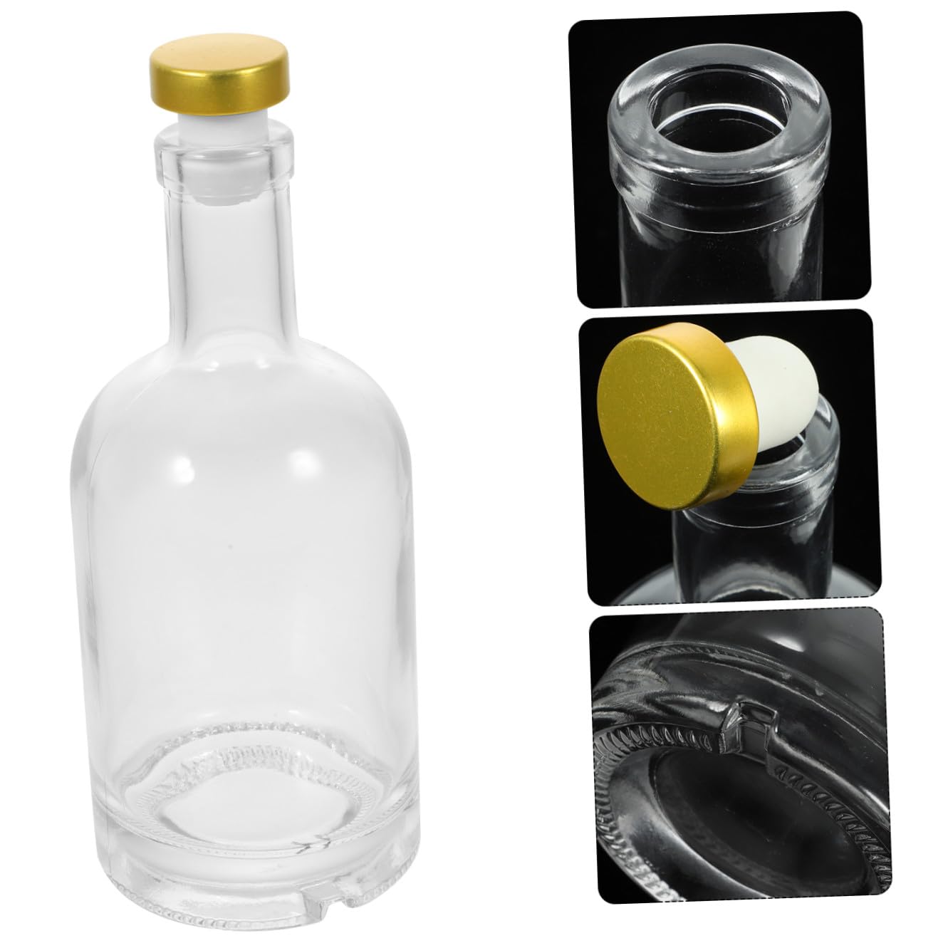 Packung Wodkaflaschen aus Dickem Glas 375ml für Zuhause und Club | Transparent, Fein Abgedichtet, Leicht zu Gießen, Leicht zu Reinigen, 2 Stück, 375ml Volumen Zufällige Farbe