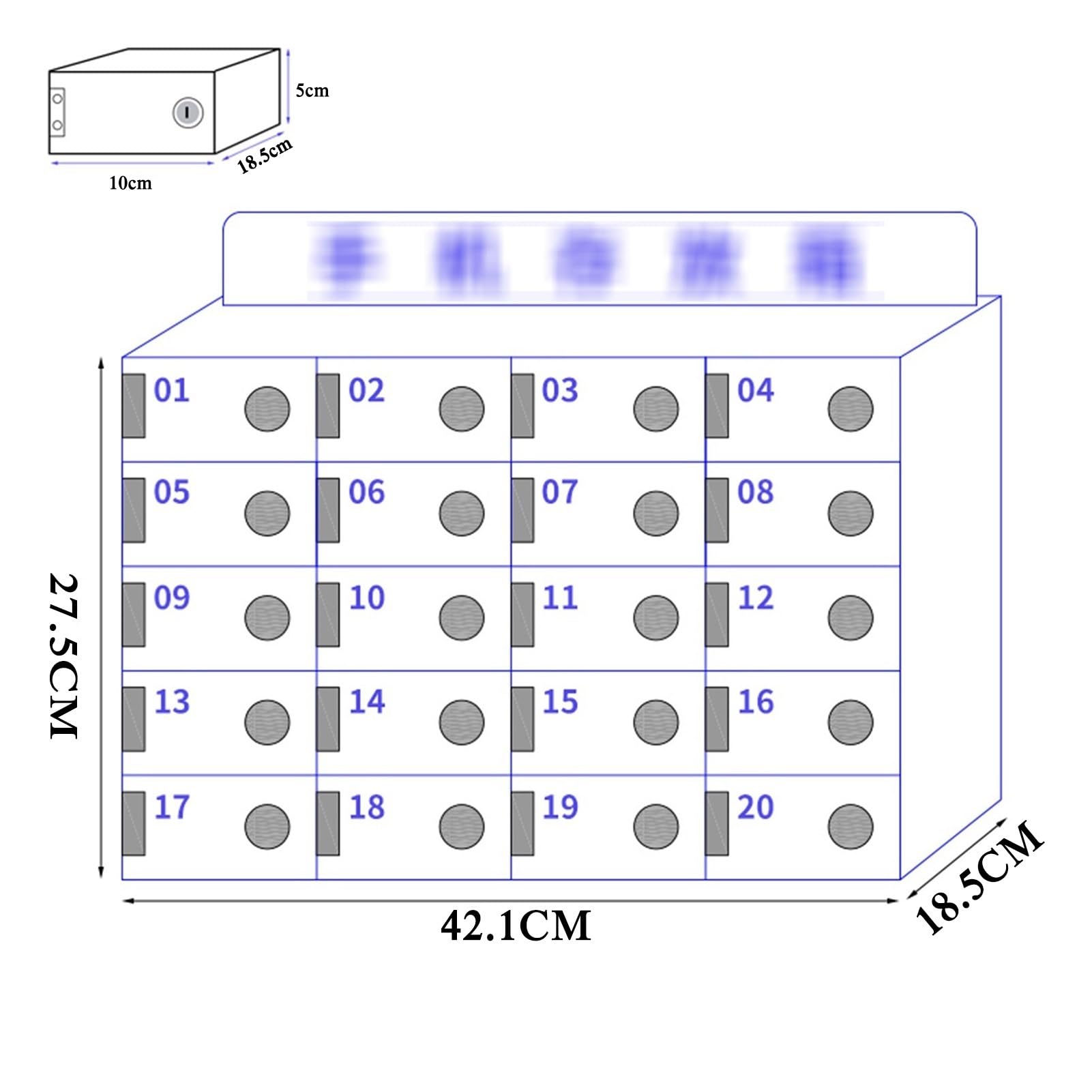 Caja Fuerte acrílica para teléfonos móviles con 20 Compartimentos, Ideal para aulas, oficinas, talleres y Personal (A)