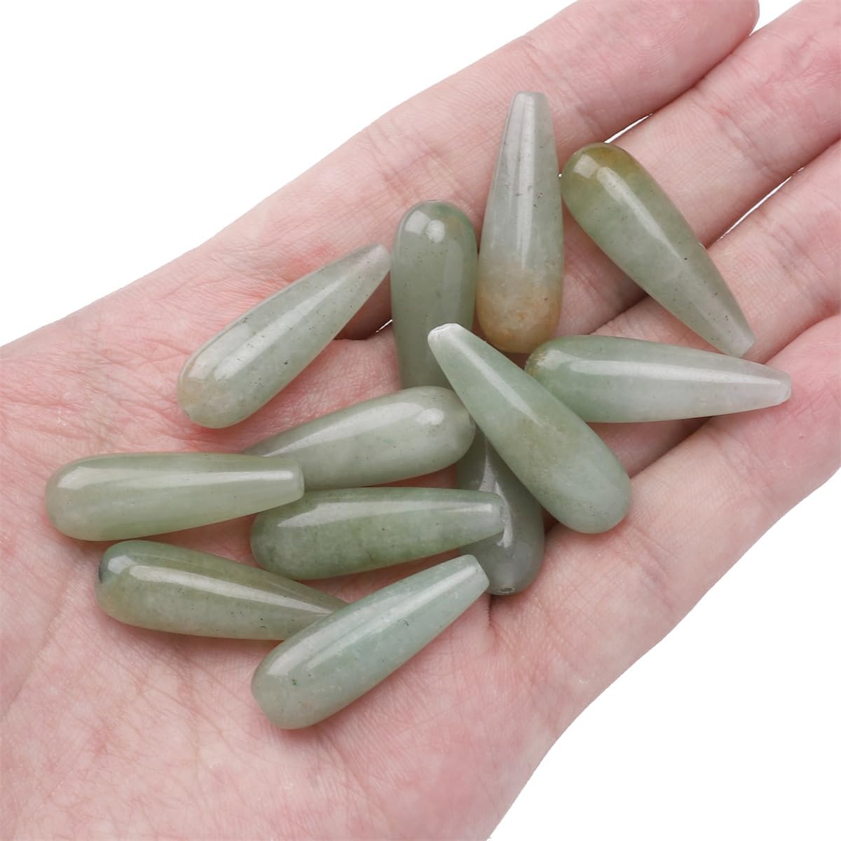 Natural Green Aventurine Teardrop Stone Beads 10x30mm 12pcs Dangle Earring Charm for DIY Jewelry Making - Image 2