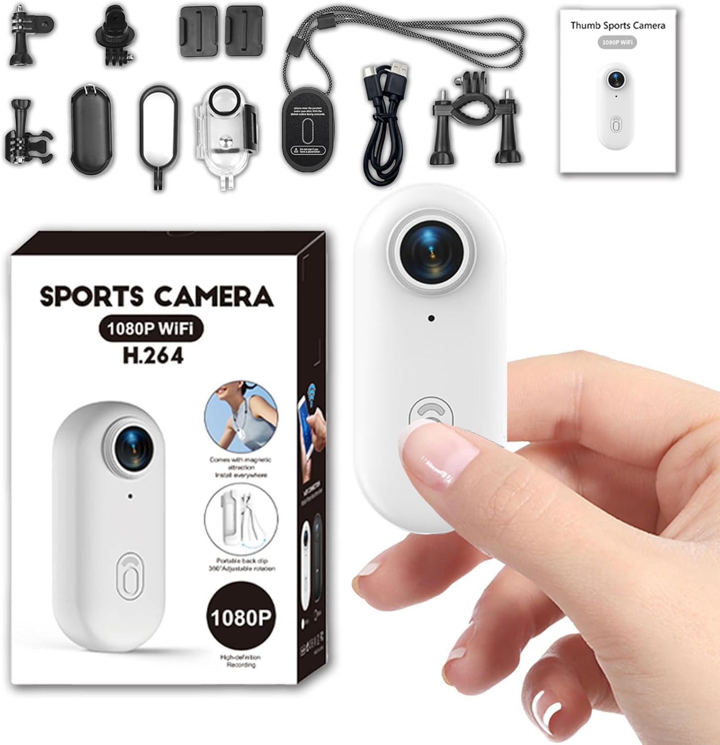 Micro Action Cam 1080p con Grandangolo da 120° Mini Camera 360° Clip Rotante Telecamera per Ciclismo Moto Videocamera POV Camera per Animali Nascoste da Esterno Body Cam per Vlogging Registrazione