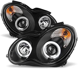 ACANII - For [Halogen Model] 2001-2007 Mercedes-Benz W203 C230 C240 C320 LED CCFL Black Projector Headlights Headlamps - coolthings.us