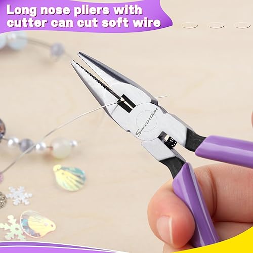 Miniatura 74 de SPEEDWOX Alicates de punta de aguja doblada con mandíbula dentada, alicates de punta larga doblados, alicates removedores de aguja, herramientas
