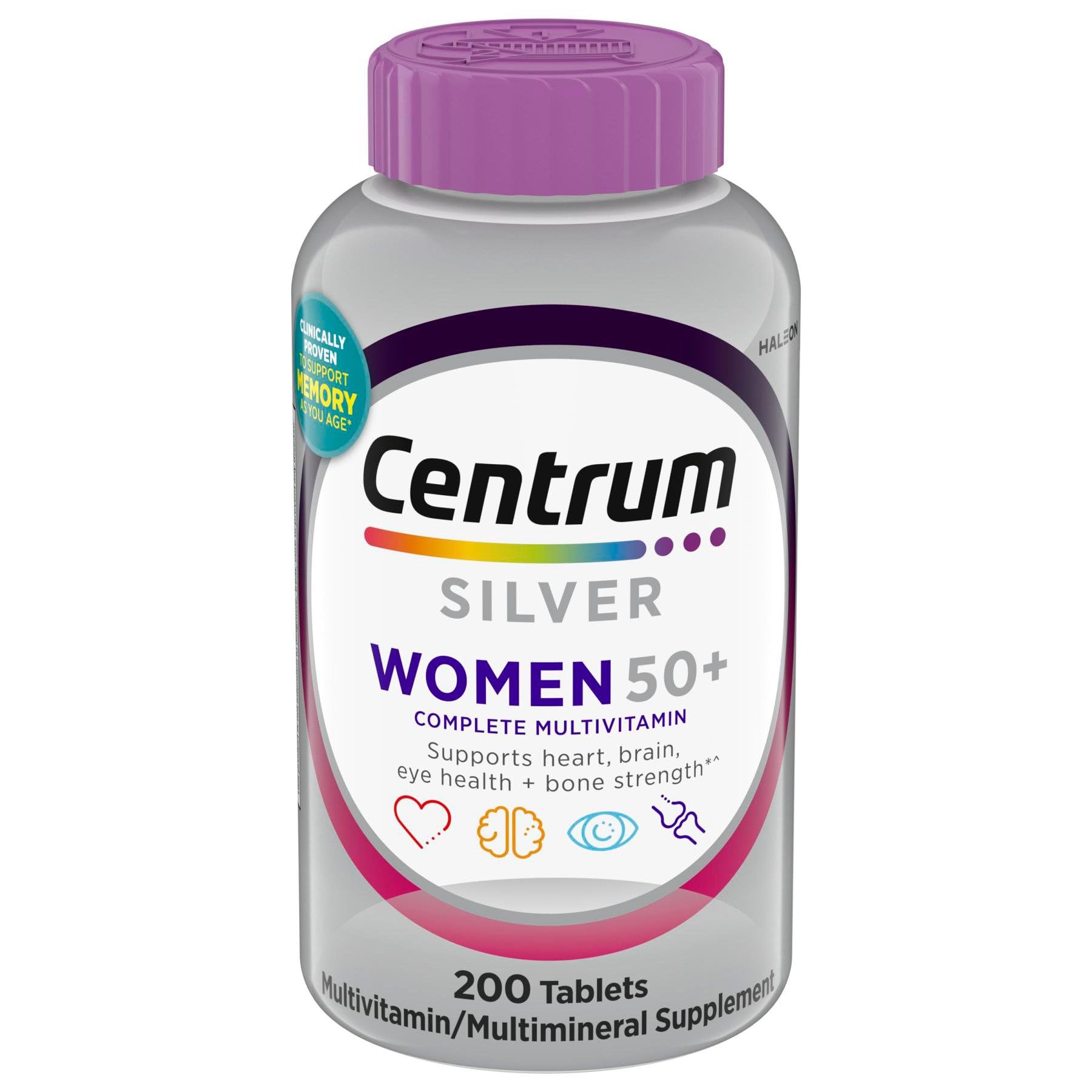 Silver Women 50+ Multivitamin, 275 Tablets, Higher Levels of Vitamin C & Zinc, Daily Multimineral Supplement for Immune, Heart, Brain & Eye Health