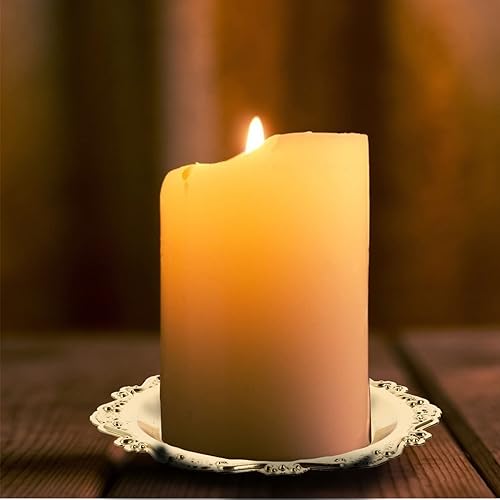 Miniatura 6 de Columna de metal vela bandeja de vela de mesa Bandeja de velas de adorno Base Adornos Contenedor Candelabro de hierro forjado Mesa de comedor