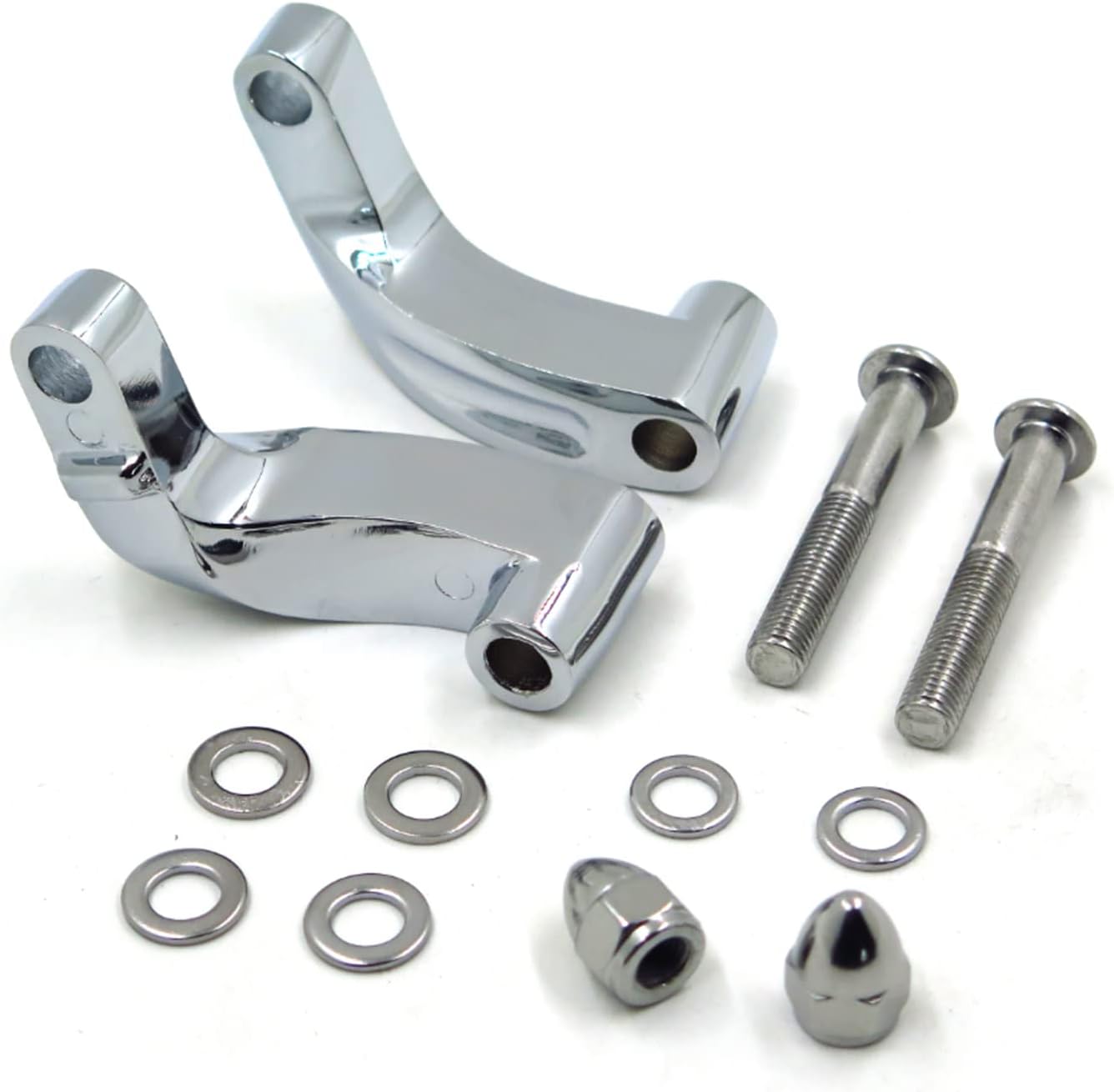 Motorcycle Mirror Extenders Chrome Mirror Relocation Extension Adapter Kit for Harley Davidson Heritage Flstc Fxcwc Super Glide Fxdc Wide, Silver