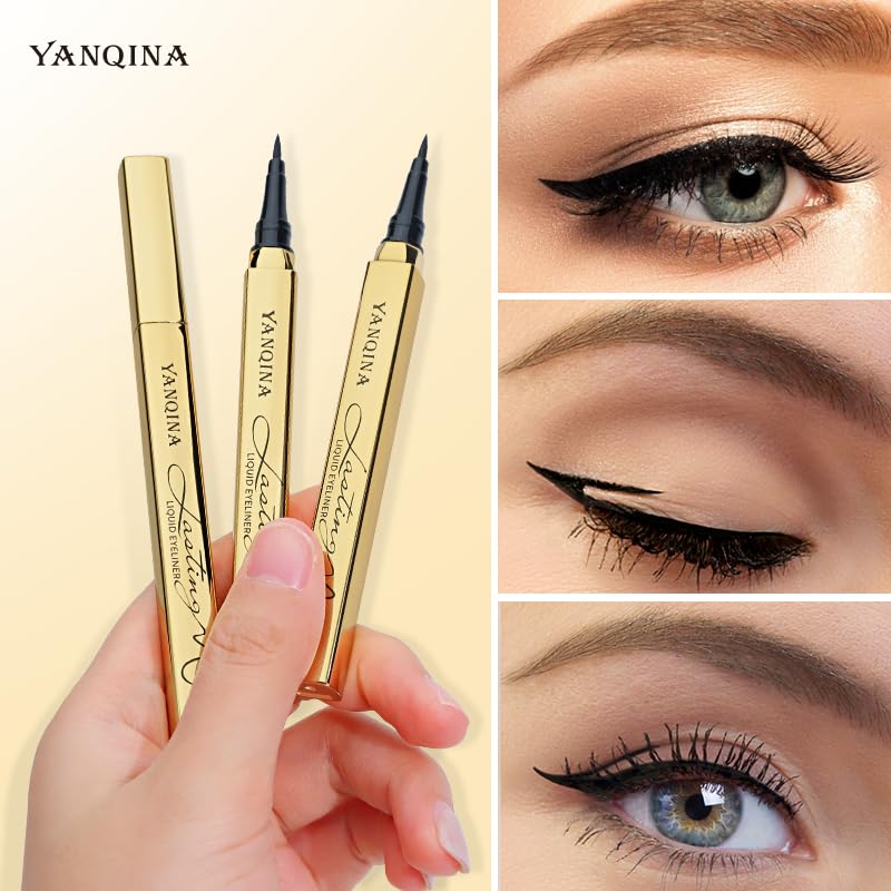 YANQINA Waterproof Liquid Eyeliner - Smudge-Proof,Makeup Long-Lasting Eyeliner Pencil for Women-Black,Smooth,Quick-Drying - Image 3