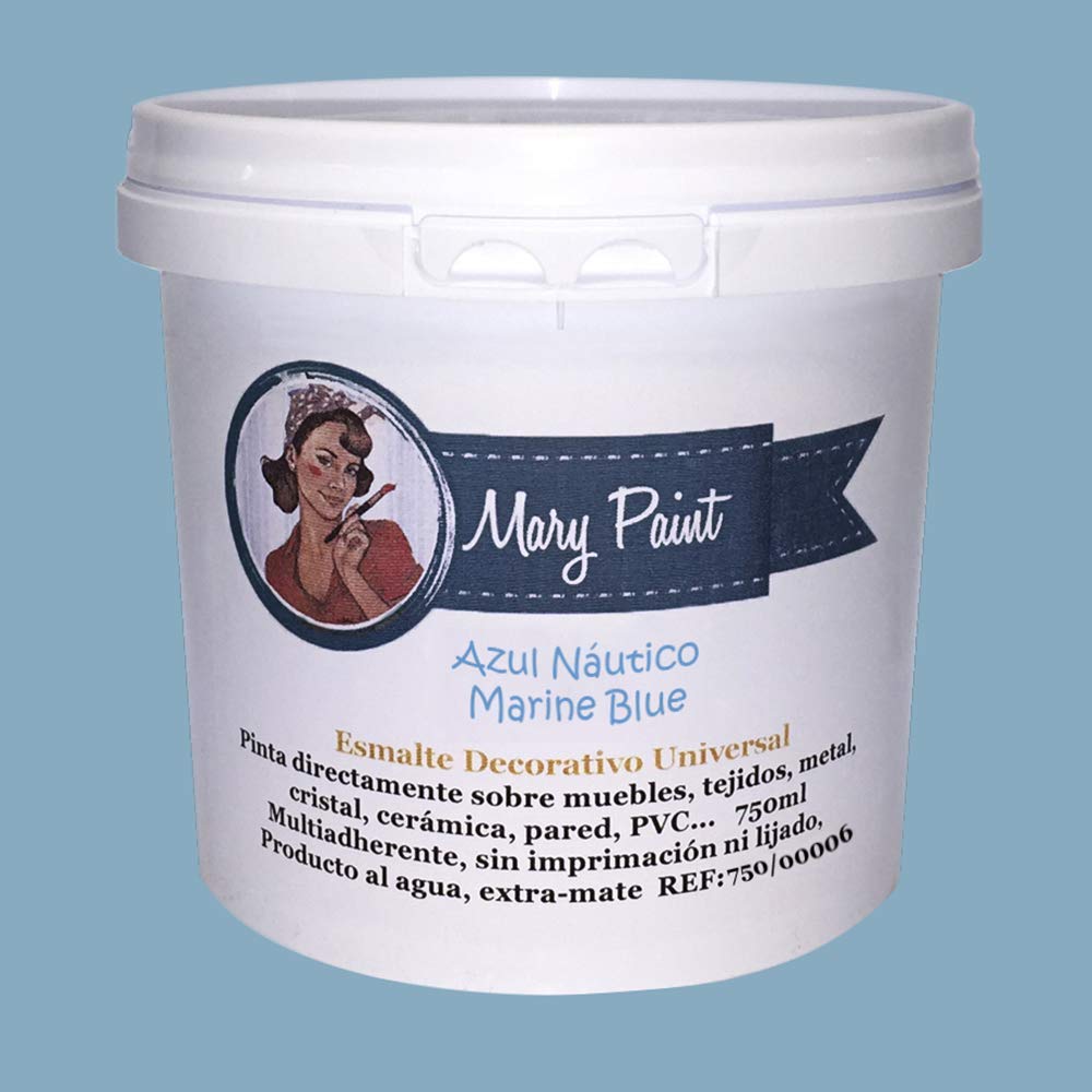 Mary Paint | Pintura para muebles efecto Chalk Paint, Azul Náutico - 750ml