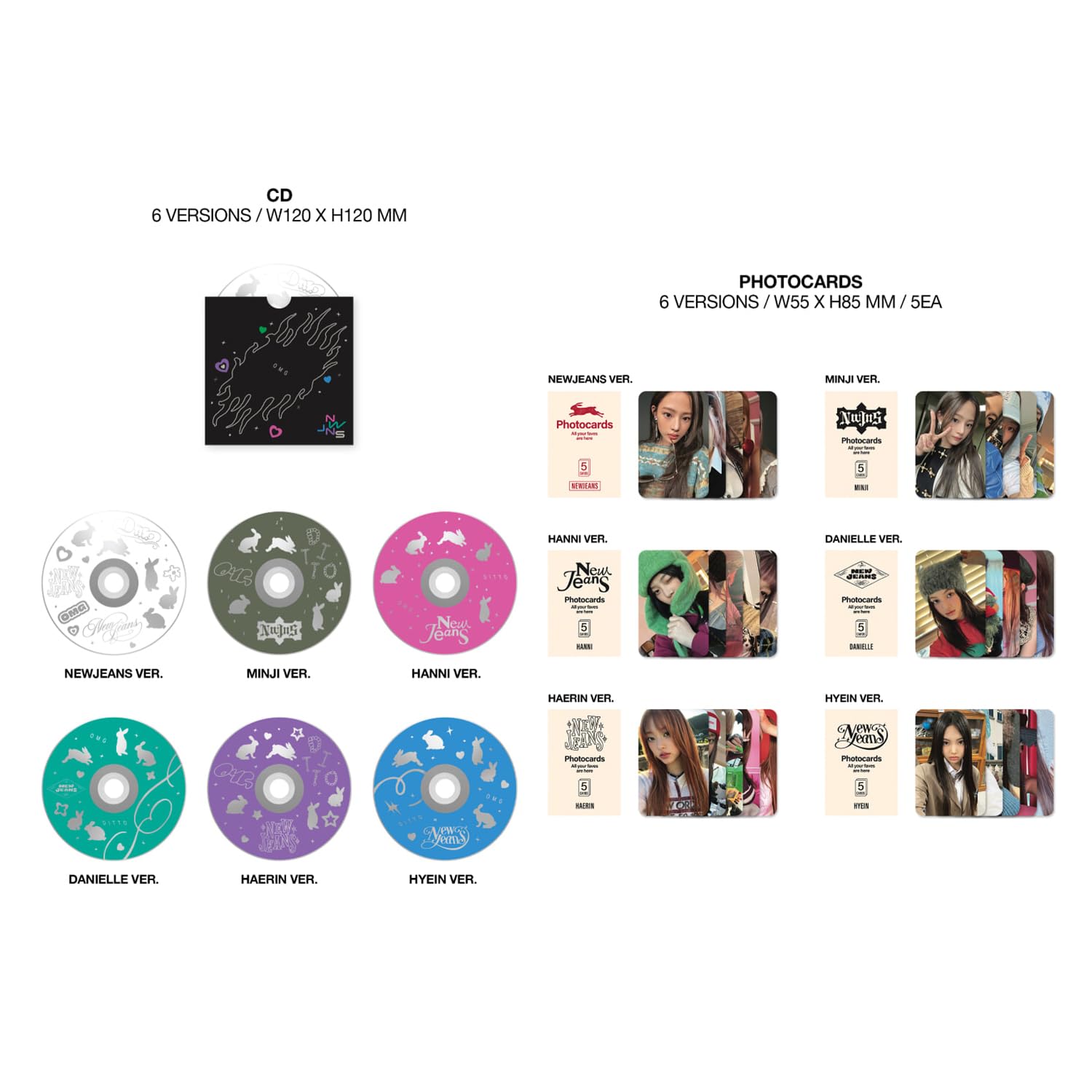 [OMG] 1st Single Album (Message Card ver. / Random) Out Box + Message Cards + Photobook + Lyrics Photocards + Sticker + 3 Extra Photocards K-POP Sealed Album