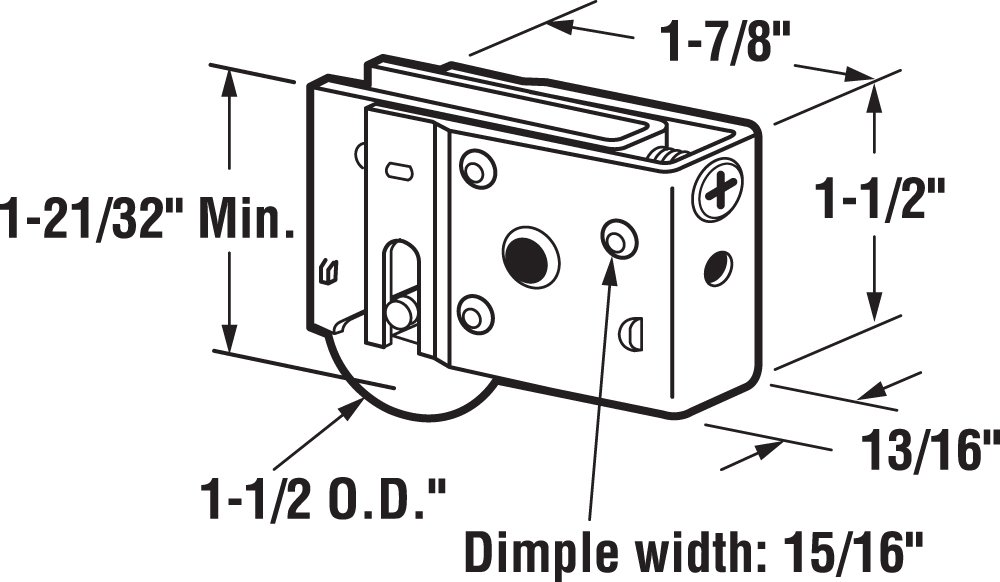 Prime-line Products D 1763 Porte coulissante Roller Assembly avec 1–1/5,1 cm en acier à roulement à billes