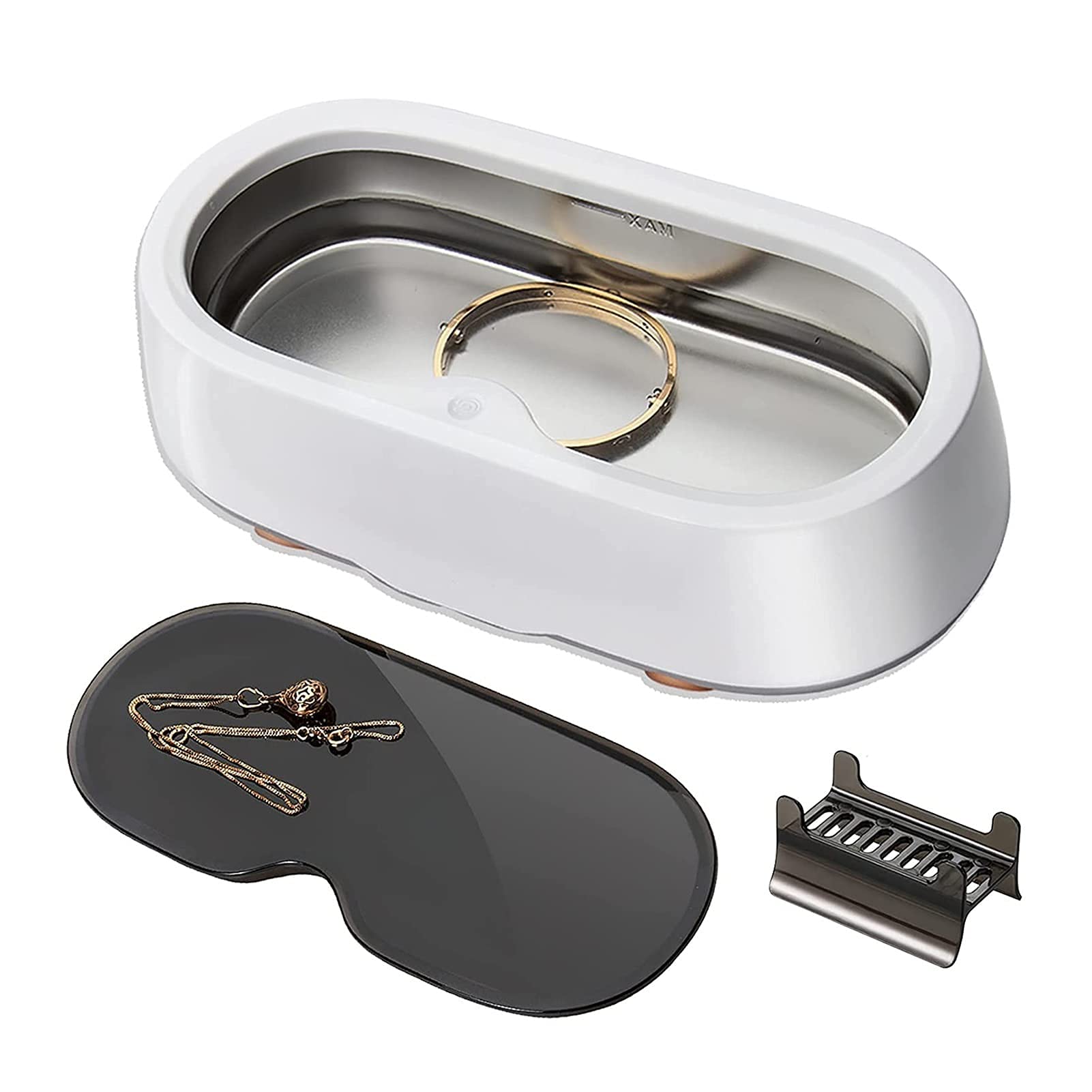 GHJrtHFJ Eyewear cleaners, For Glasses Earring Cleaning Silver Jewelry Necklaces Eyeglasses Watches Denture Coins Carbur(White)