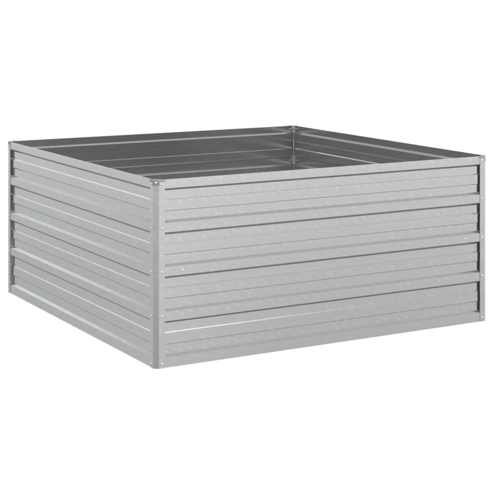 IKAYAA Bancal alto de metal plateado para jardín, bancal alto, grande, jardinera, balcón, macetero, 100 x 100 x 45 cm, jardinera para balcón, jardinera, jardinera, jardinera, bancal alto, terraza