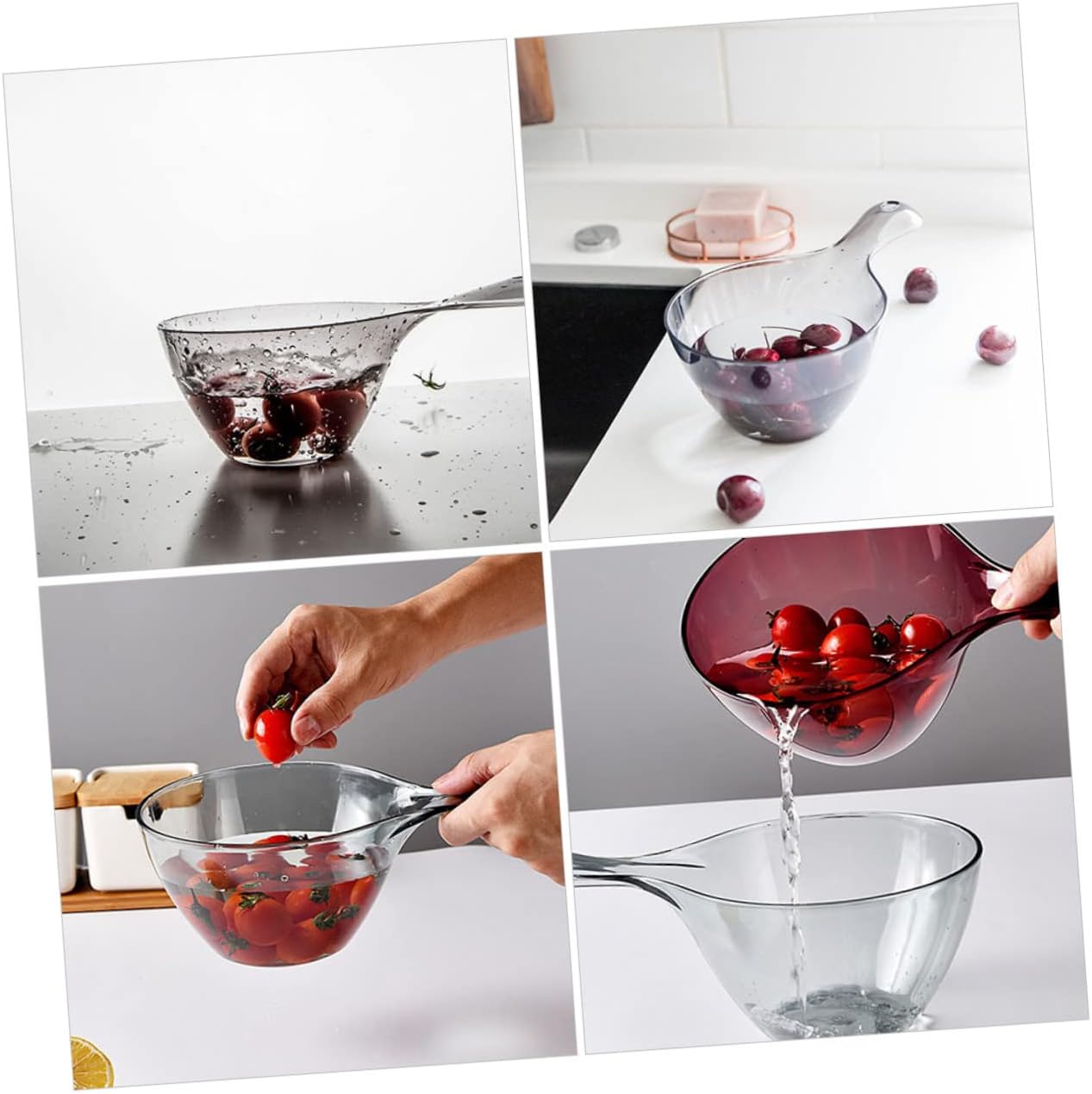 KICHOUSE 3pcs Plastic Water Ladle Reusable Scoop Spoon for Kitchen Garden Hotel Restaurant Ergonomic Handle Colors