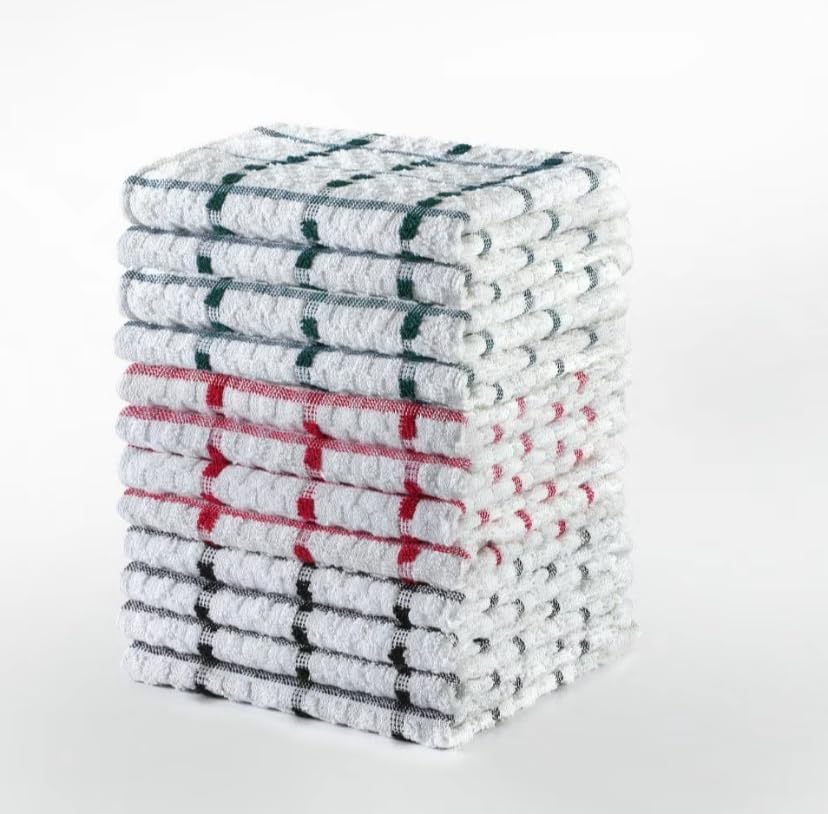 Extra Large Tea Towels 70 x 40 cm – 100% Cotton Terry Kitchen Towels, Thick Soft Highly Absorbent & Lint Free Dish and Bar Cloths, Assorted Colours (Pack of 5)