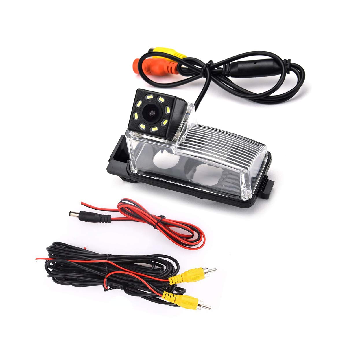 eHANGO Car Rear View Camera Bracket License Plate Lights Housing Mount for Nissan Versa Nissan Tiida Nissan Livina Pulsar Nissan Latio Nissan Fairlady Z Nissan 350Z 370Z Nissan GT-R (8 LED)