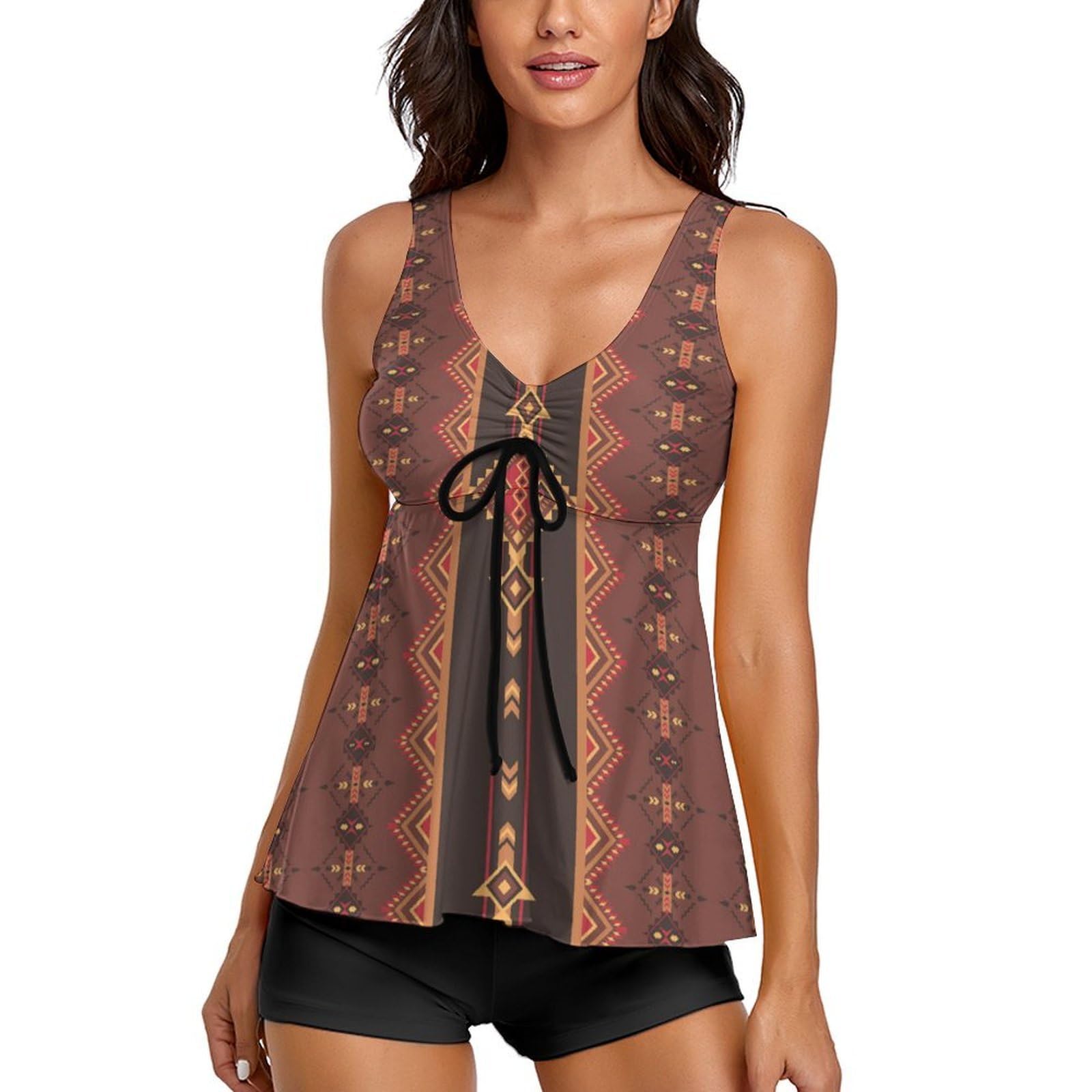 Badeanzüge für Damen, Faden Katze Katze Tankini für Frauen mit Shorts, Bademode zum Surfen, Tauchen