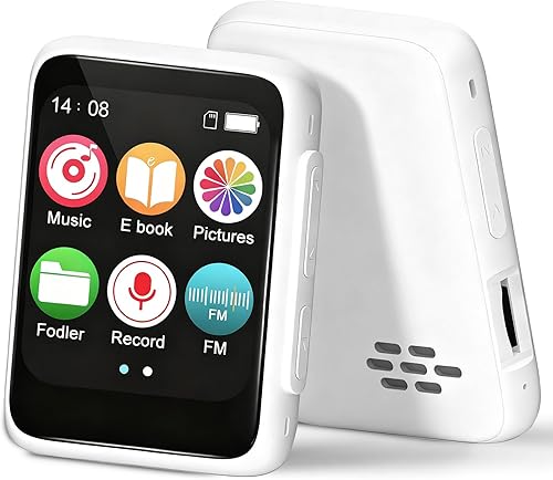 Reproductor de MP3 Bluetooth para niños con auriculares, altavoz integrado, Bluetooth 5.3, 512 GB expandible, radio FM, grabadora de voz, lector de