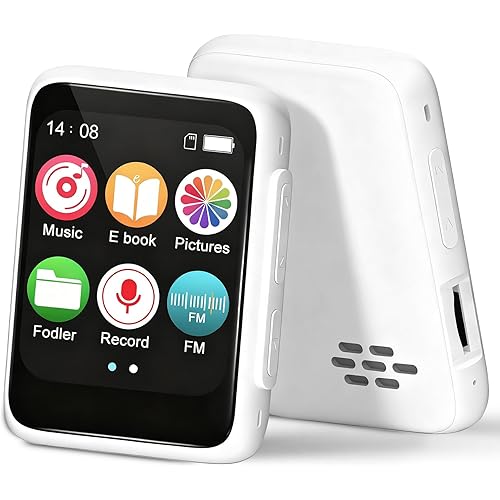 Kids Bluetooth MP3 Player with Headphones, Built-in Speaker, Bluetooth 5.3, 512GB Expandable, FM Radio, Voice Recorder, E-Book Reader - Music Player for Children, White