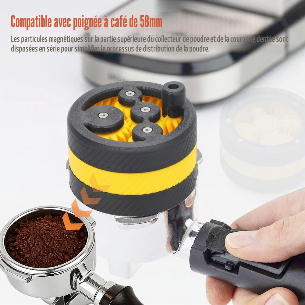 Outil WDT pour Espresso Compatible avec Porte-Filtre 58 mm Distributeur à Café à Engrenage Planétaire Accessoire Indispensable pour Machine à Espresso Idéal pour Baristas