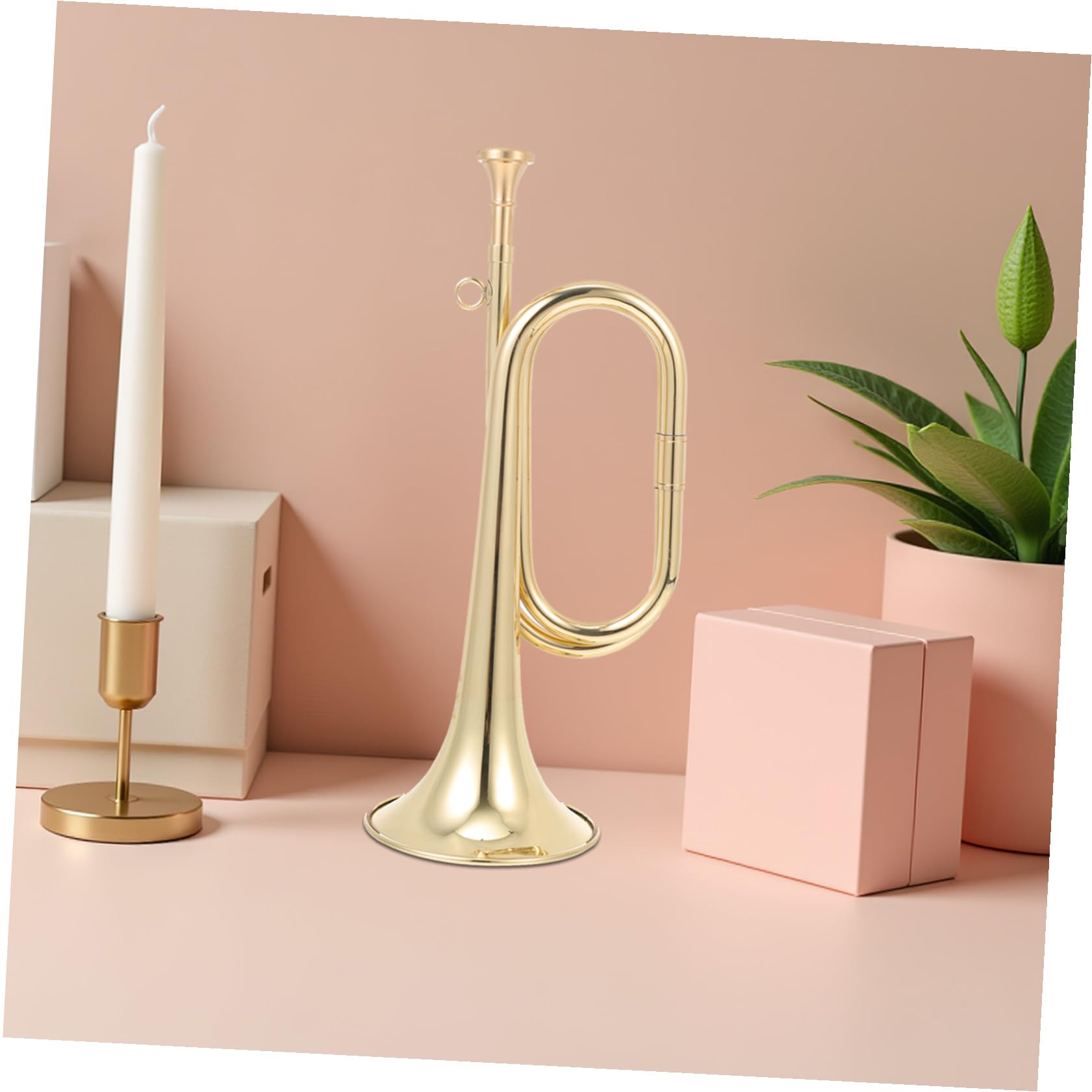 Tromba Militare come Regalo Strumento Musicale Design Creativo Colore Oro in Ottone per Ragazzi , per Scrivania per Inaugurazione Casa