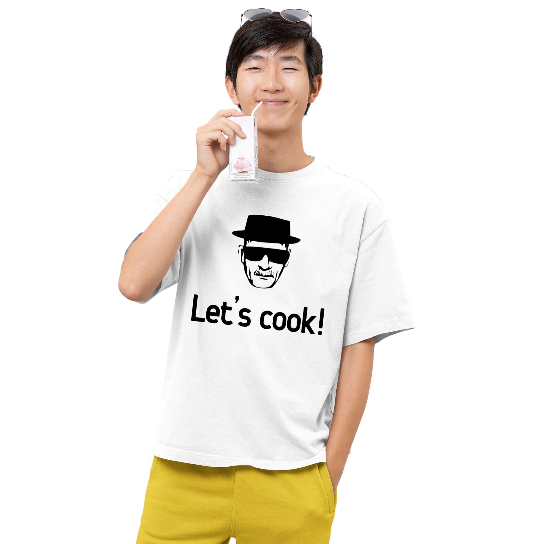 AMIGOS Men's Oversized Fit T-Shirt, White, XL