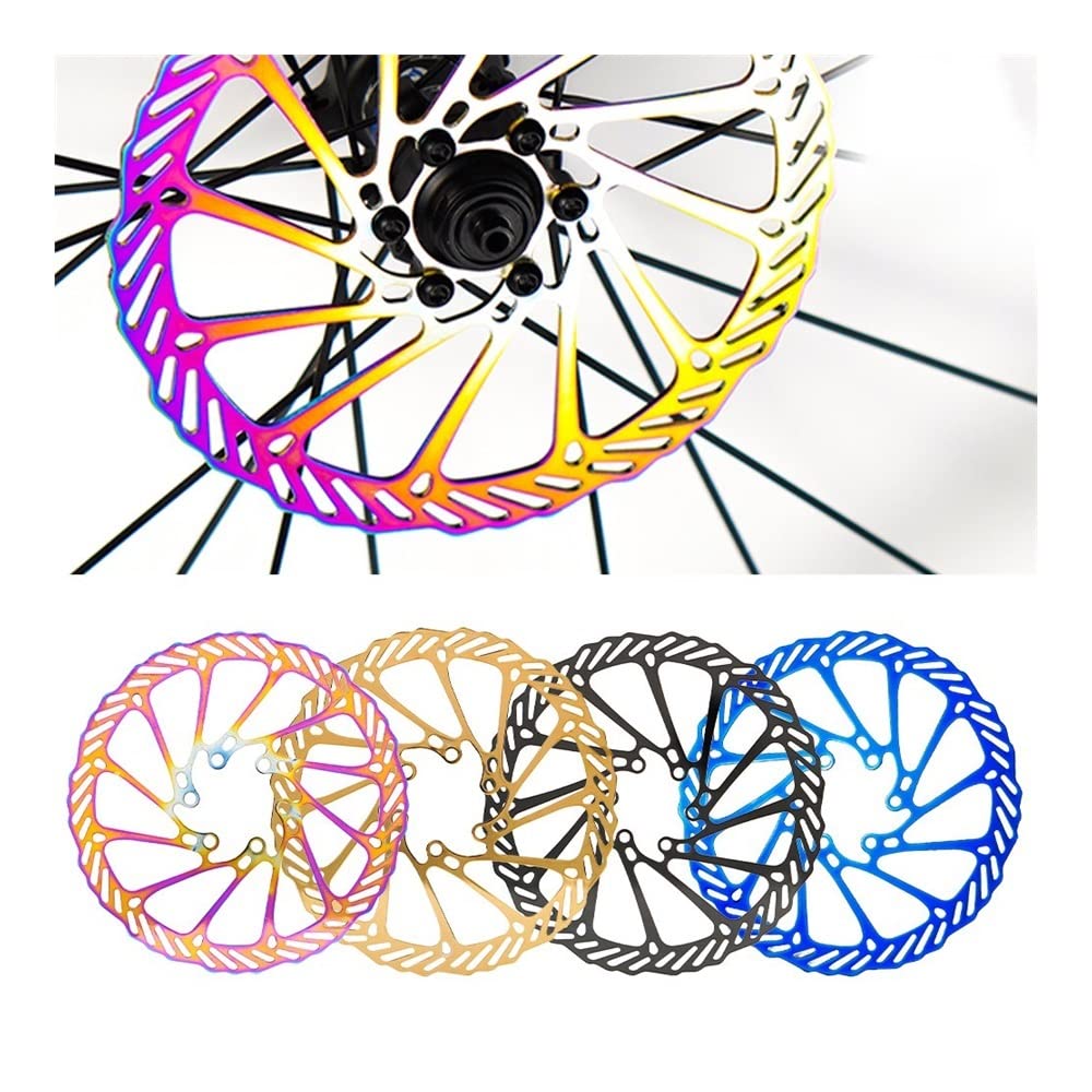 Bremsscheiben Fahrrad Bremsscheibe MTB Bremsscheiben Kohlenstoffstahl Mountainbike Bremsscheiben 160mm/180mm/203mm Scheibenbremse(Gold,203mm)
