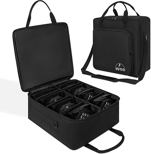 Miniatura 10 de Bolsa para Focos de 4 Par 5/16' Pañalera Acolchada para Iluminación de Escenario con Separadores, Asa, Correas, Negra