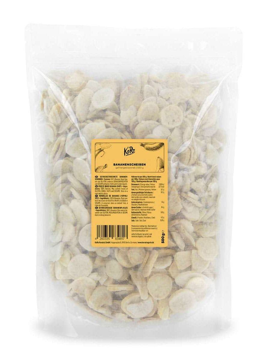 KoRo - Banane a fettine liofilizzate 500 g - croccanti e 100% naturali - solo frutta - senza additivi