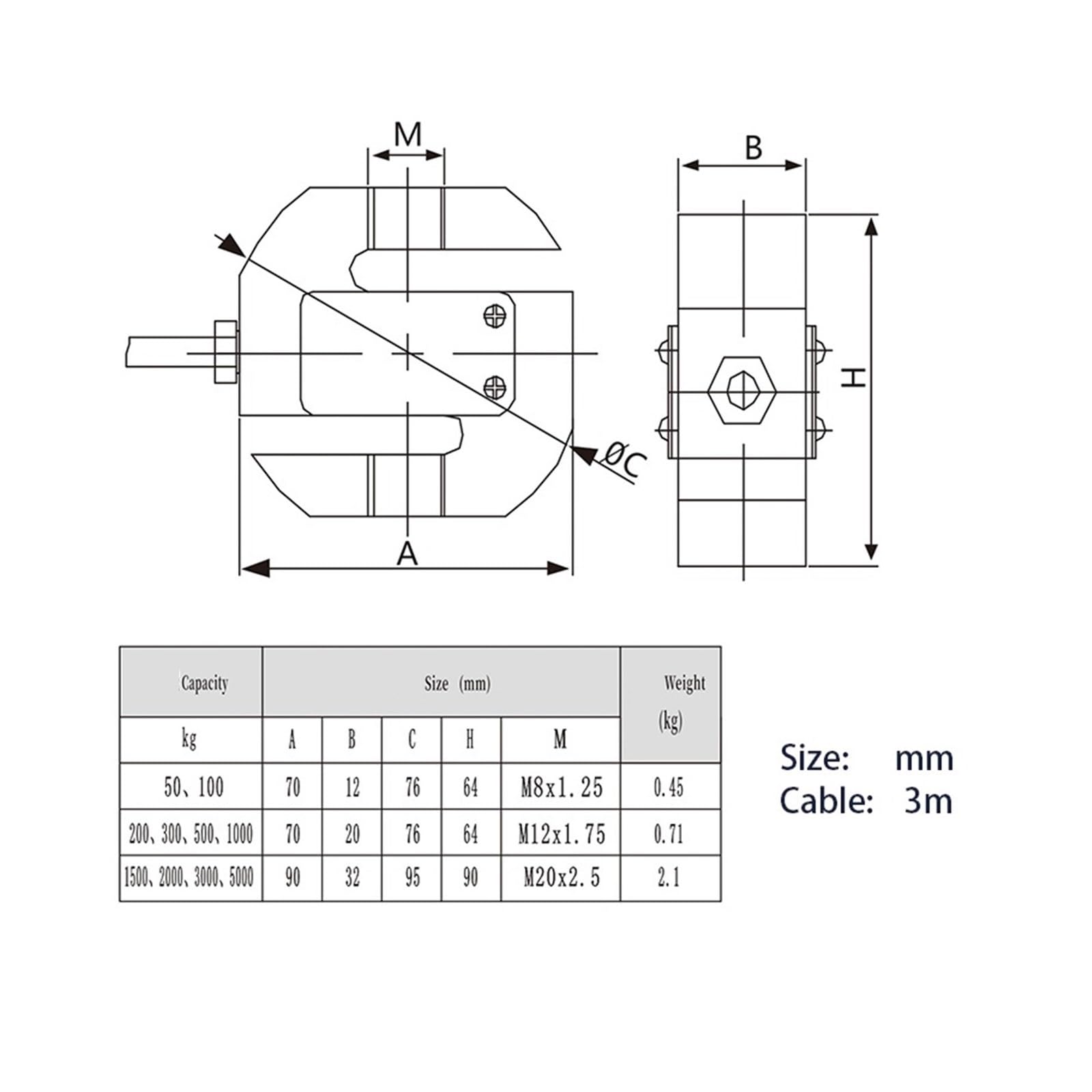 Sensor de celda de carga, Balanzas 1, 2, 3, 5 Toneladas, Balanza Grande, Viga De Corte, Camión, Vehículo, Célula De Carga, Sensor De Fuerza De Tensión Y Compresión(3T)