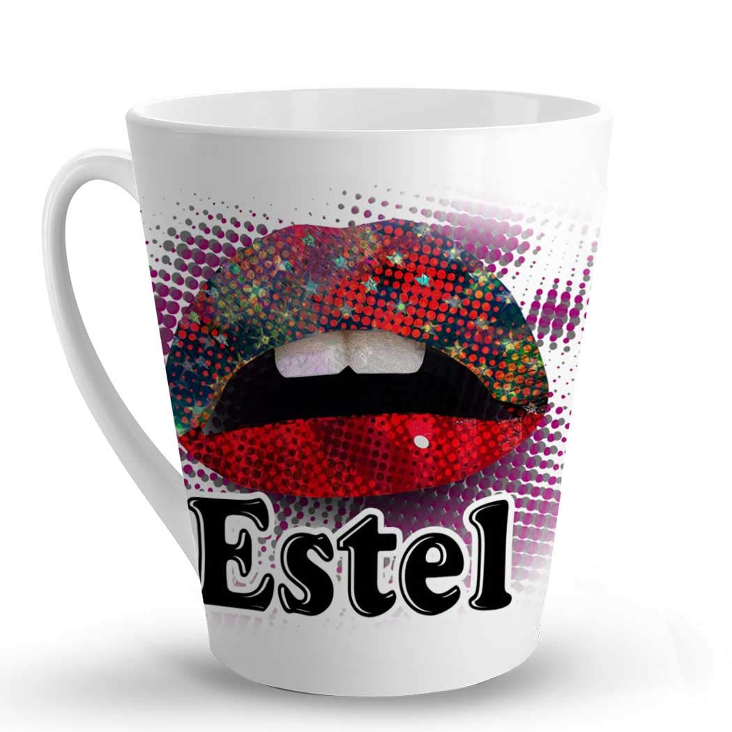 MakoroniEstel Female Name - 12 Oz. Unique Ceramic Coffee Cup, LATTE MUG