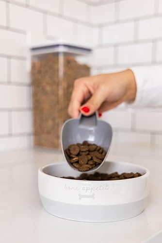 Miniatura 12 de Pearhead Ceramic Bone Appétit - Cuenco para perros, capacidad para 2 tazas, plato de gres para alimentos y agua, comedero para mascotas gris y