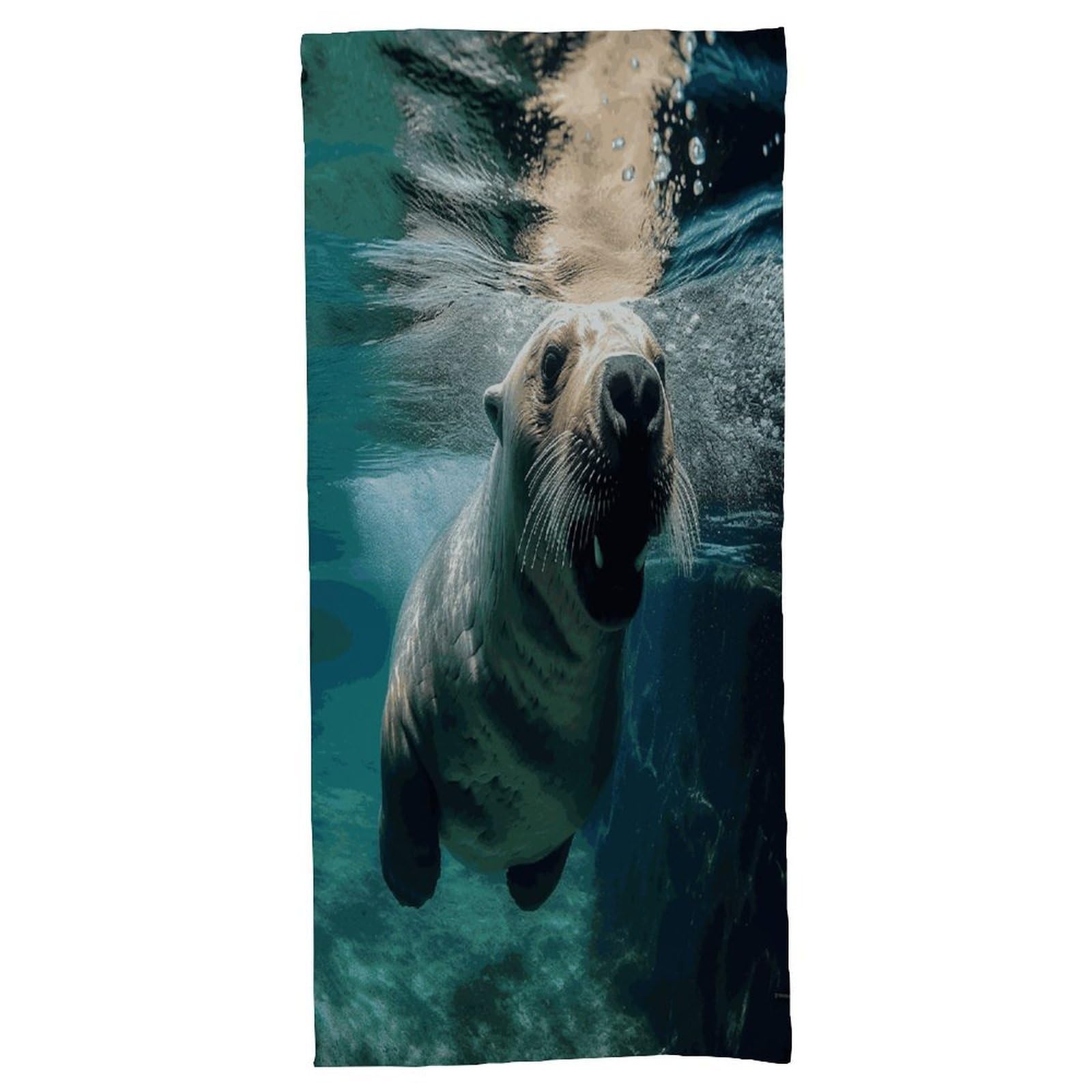 Fekiloot Men's Style Funny Sea Lion Bath Towel Highly Absorbent,Beach Towels For Wo,Pool Towel Bathroom Essential For Beach,Gym,Travel, Camp