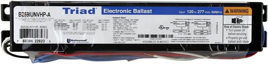 Technologies B259IUNVHP-A000C (2) F96T8 Lamp High Frequency Electronic Fluorescent Ballast 120 - 277 Volt Triad