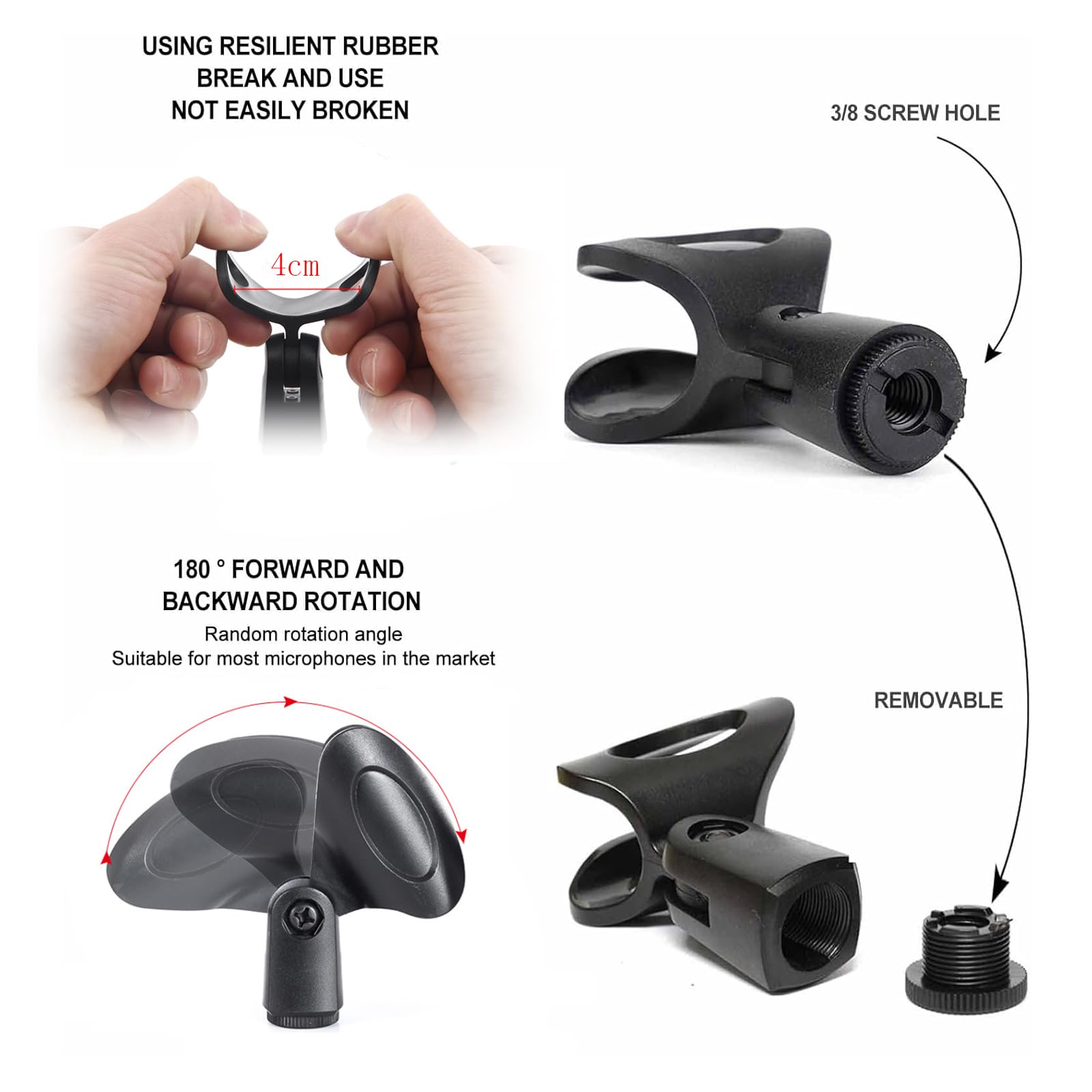 Pince Micro 6PCS Clip de Microphone Pince pour Microphone Support Universel de Microphone pour Conférences, Podcasts, Conférences, Concours