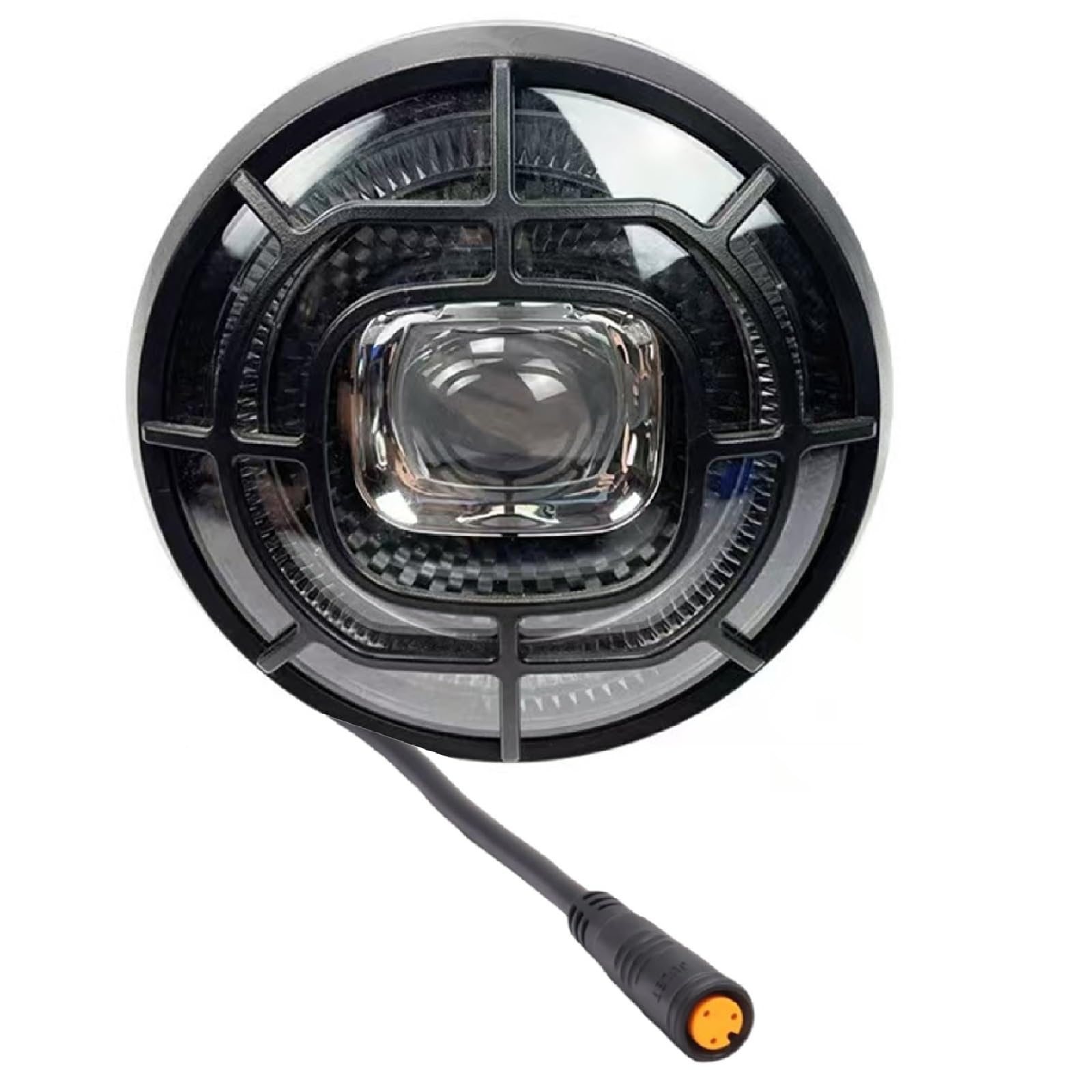 E-Bike LED Headlight for 36V 48V Fat Tire Bikes 3-Pin Female Waterproof Connector Super Bright LED Horn Front Light Safety Warning Bicycle Light for Mounting on Front Frame (3-Pin Female Plug)