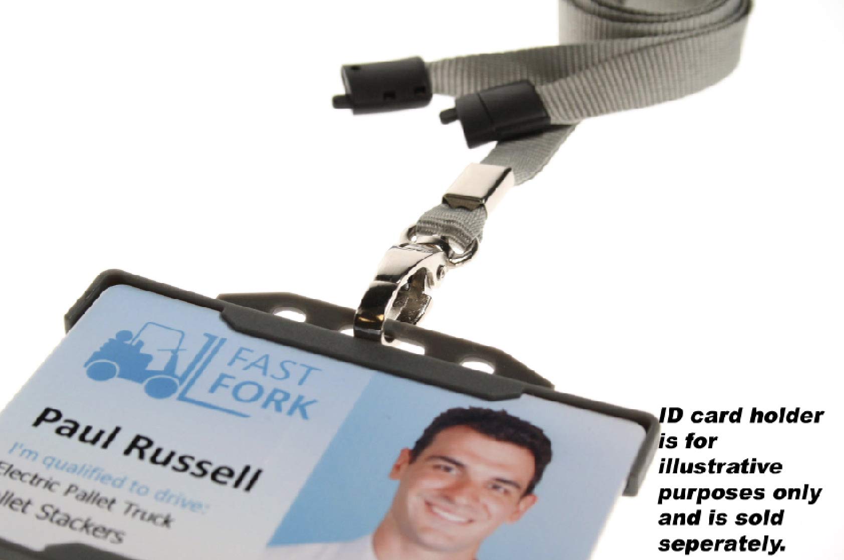 ID Card IT Lanyard Neck Strap ID Card Pass Badge Holder Neck Strap Safety Breakaway x 10 (Grey Metal Clip) - Image 2