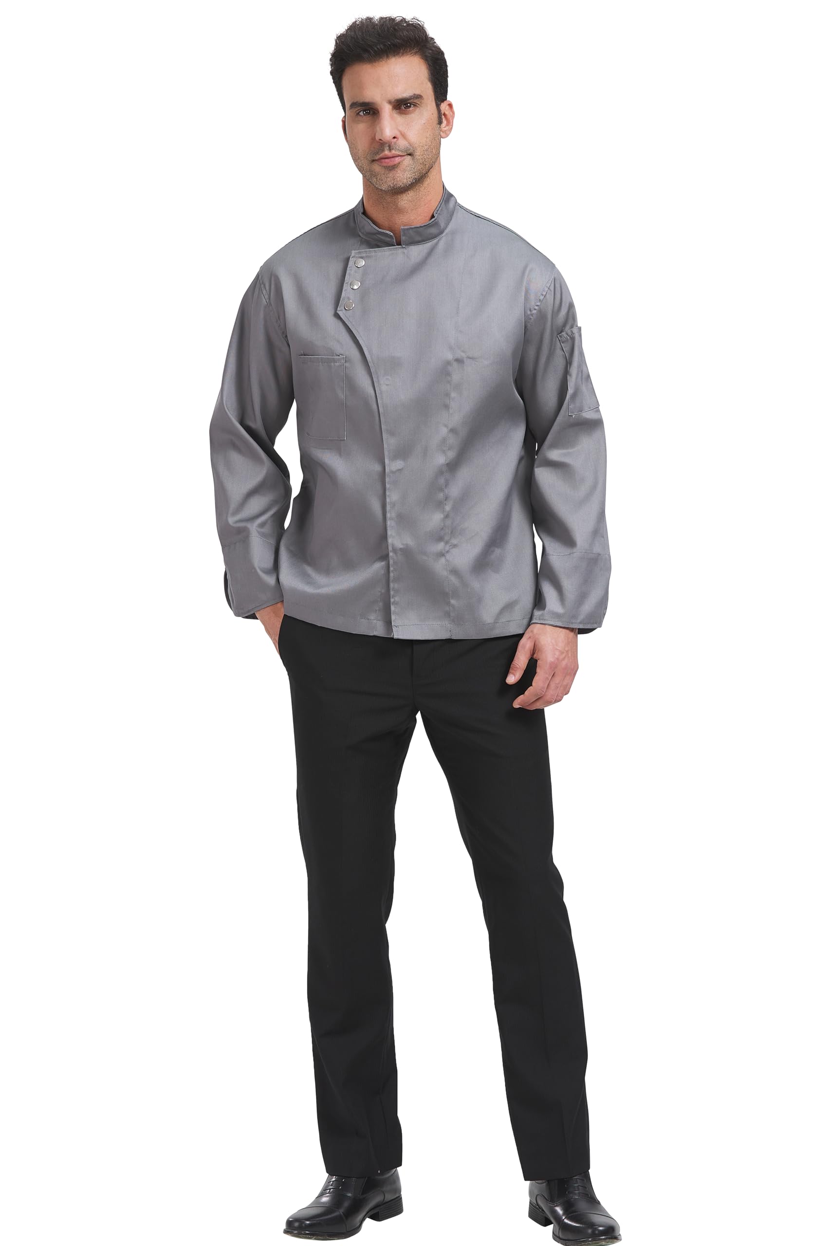 Nanxson Giacca da Chef Manica Lunga Giacche da Cuoco Uomo Donne Nero CFM0057
