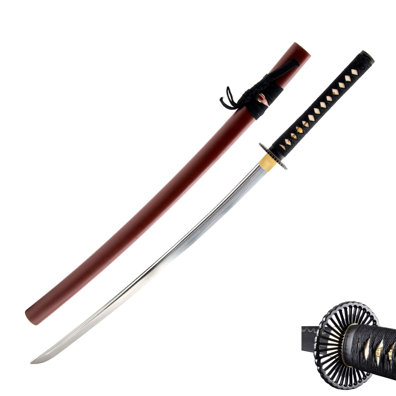 Amazon.com : HMS Japanese Samurai Katana Sword, Empire Wheel Tsuba