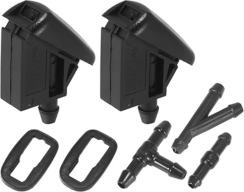 ACROPIX Boquillas para limpiaparabrisas delantero para Ford Focus con conector de manguera, paquete de 7, color negro